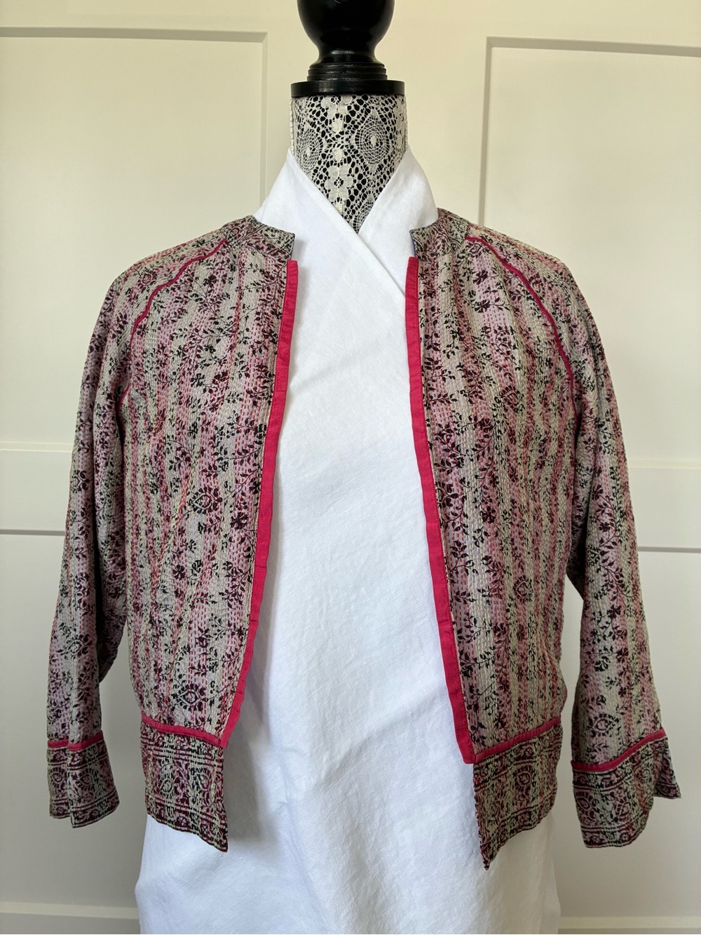 Women’s Reversible Pink/Purple Patterned Open Front Jacket